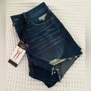 Sofia by Sofia Vergara Blue Jean Shorts with Distressed Raw Hem